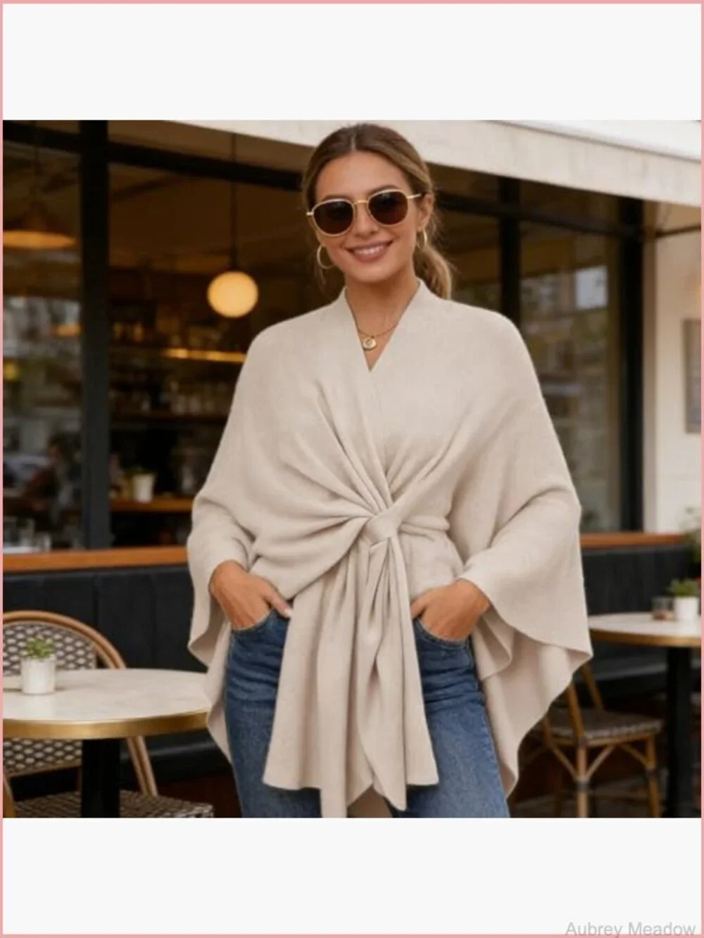 Oversize Open Front Poncho Cardigan Shawl Wrap for Women